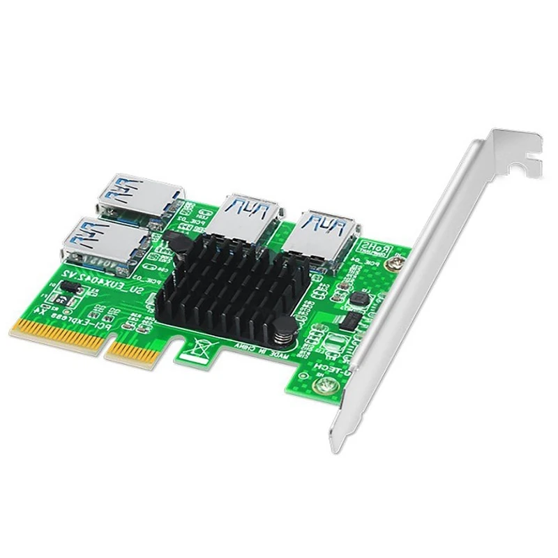 

PCI-E to PCI-E Adapter One for Four PCI-E X4 Graphics Interface to 4XUSB Interface Expansion Card for BTC Mining