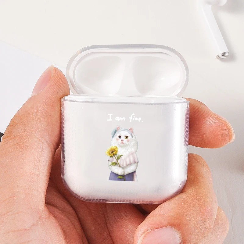 Простой мультяшный милый чехол для наушников Apple airpods с забавным котом Кроликом