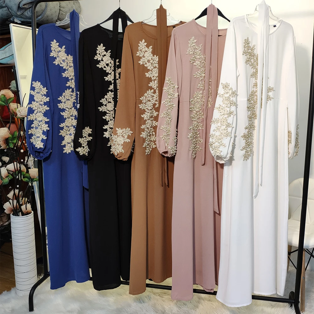 Vestidos размера плюс женское платье кафтан с жемчужной вышивкой и бабочками женская