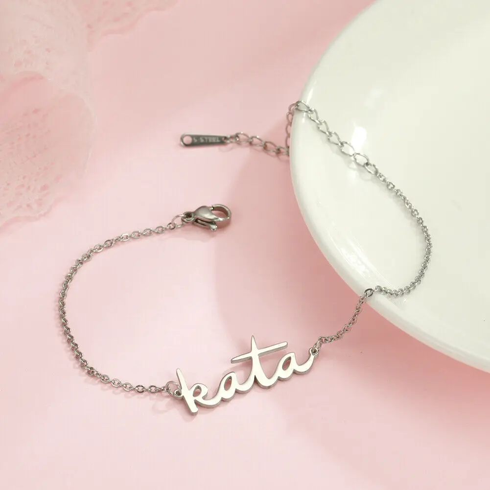 

Sherman Personalized Name Bracelet Custom Stainless Steel Jewelry Mother Gift Bracelet Female Couple Chain