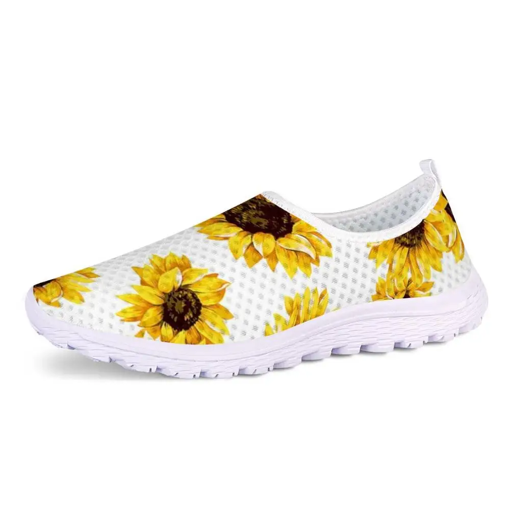 FORUDESIGNS/желтый цветок Sunfloral Лето Футболка с принтом Женская дышащая обувь на