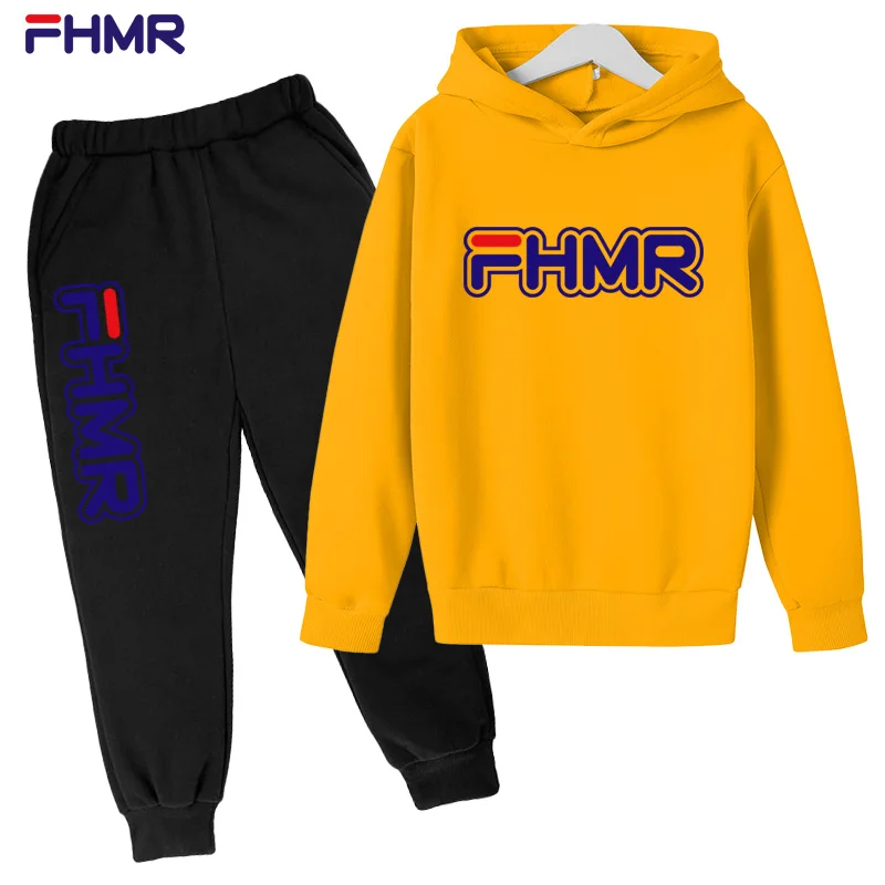 

fashion brand FHMR boy Set 100%cotton Hoodie Pant Tracksuit Sportswear Hooded Casual Jogger suit Two Piece Outfits girl clothing