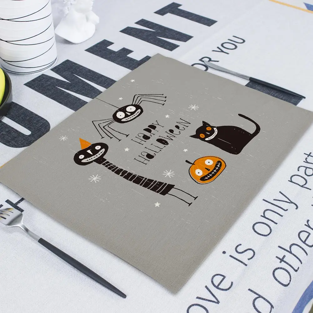 Салфетки с изображением тыквы Льняные декоративные бумажные салфетки страшный