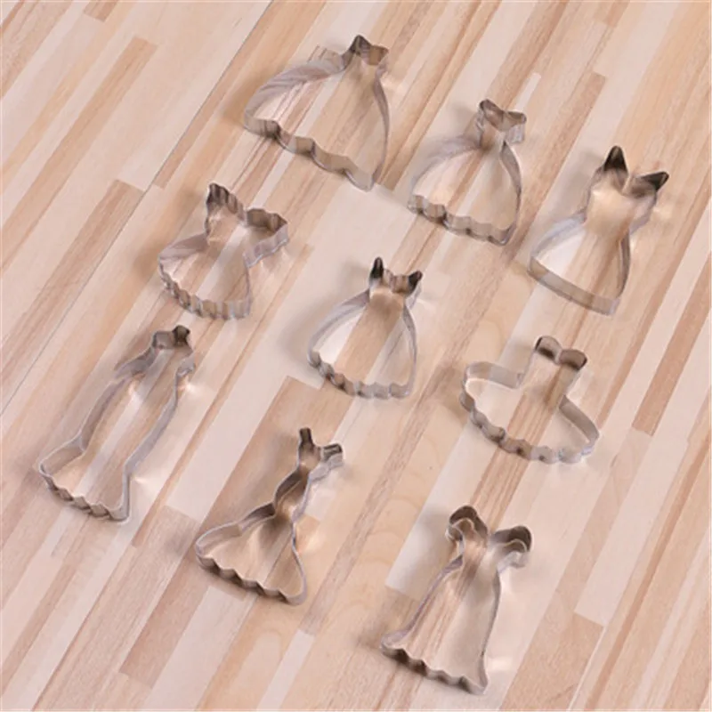 

Wedding Dress Stainless Cookies Cutter Set Princess Gown Biscuit Mould Cake Decorating Sugar Craft Cutting Mold Baking Tools