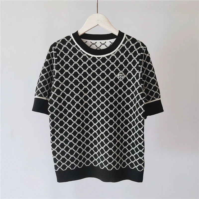 

Women T-Shirt Summer 2021 New Female Tops Ladies Fashion Casual High Quality Brand Luxury Letter Pattern Embroidery Wool Tees