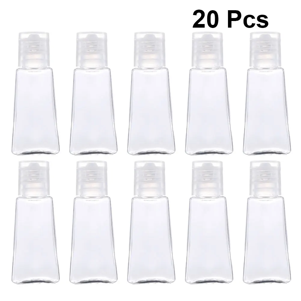 

20pcs 30ml Trapezoidal Empty Hand Sanitizer Bottles Refillable Plastic Container Transparent Gel Bottle Bathroom Accessories
