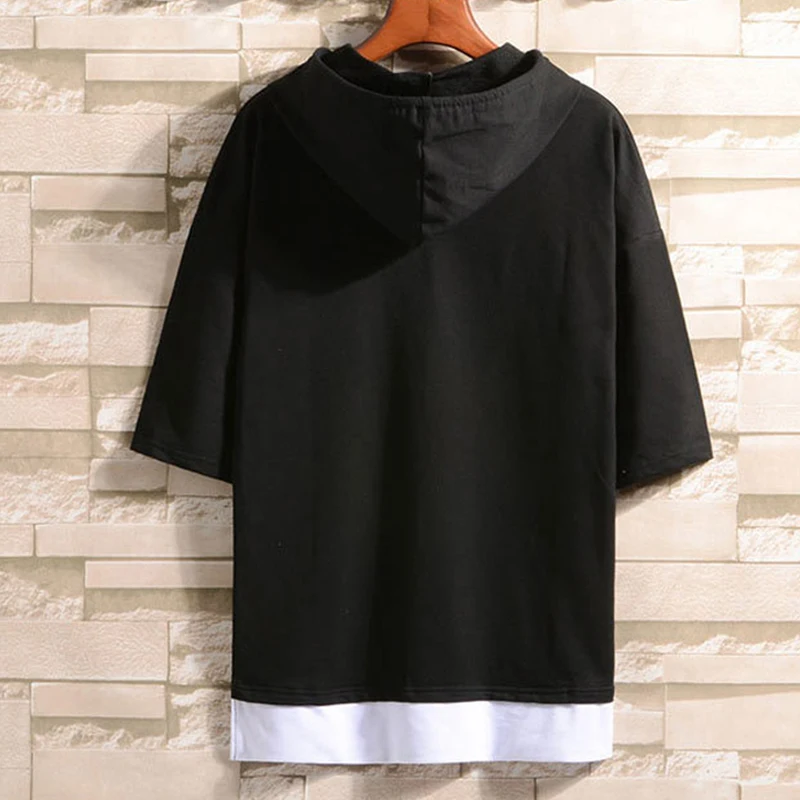 

2021 new spring and summer hooded casual collarless youth solid color loose Hoodie fashion brand fake two-piece Fashion Top