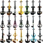 Бесшумная электрическая скрипка, полноразмерная, из массива дерева 44, с корпусом из черного дерева гриф с колками, с аксессуарами для скрипки