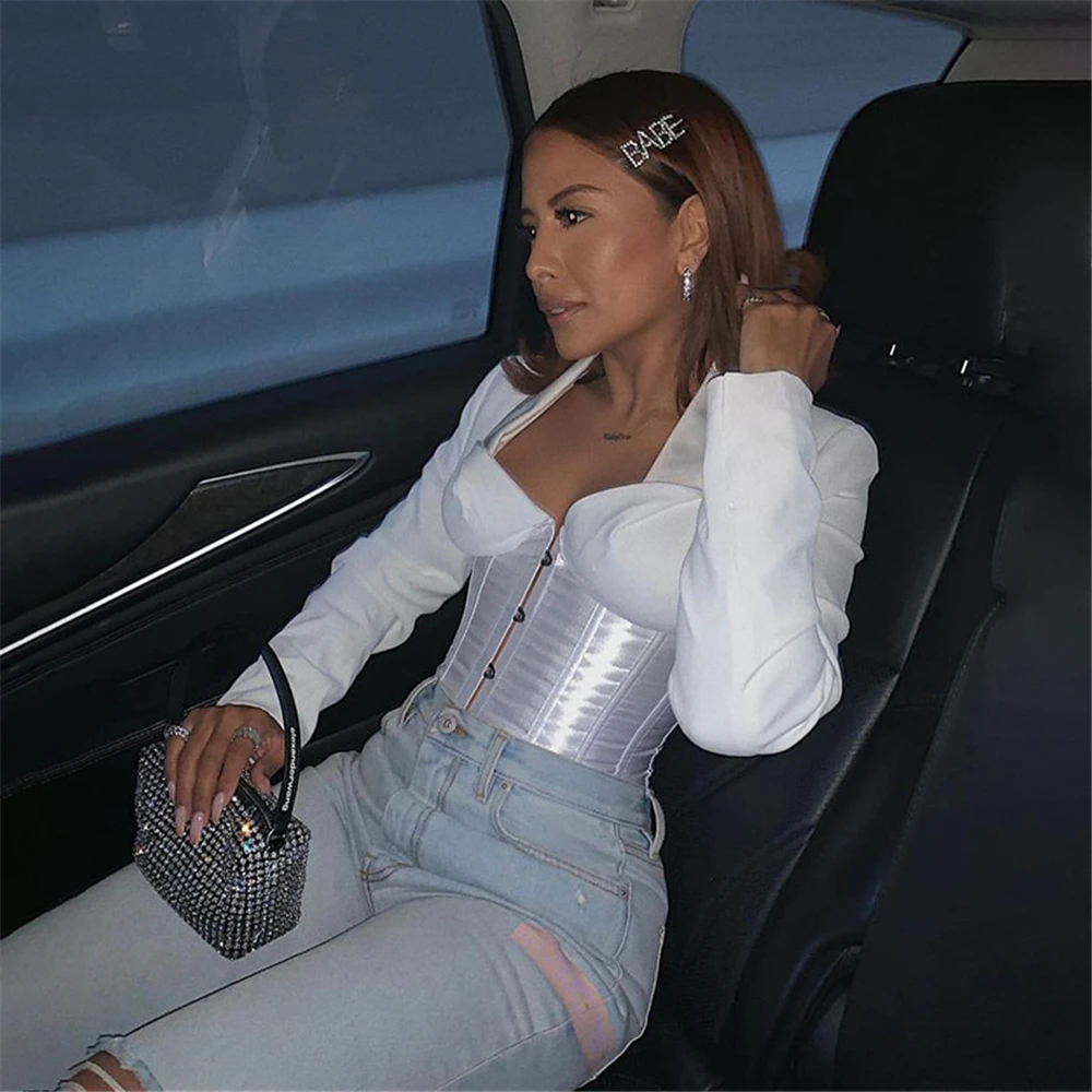 Женская Офисная футболка с длинным рукавом и V-образным вырезом | одежда