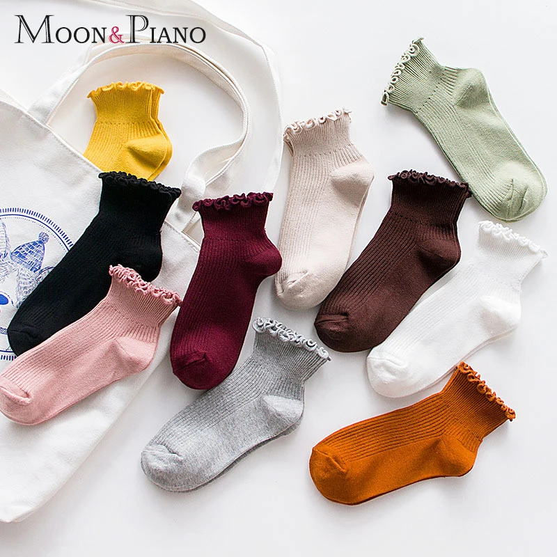 Новое поступление женские носки яркие одноцветные милые башмачки Хлопковые