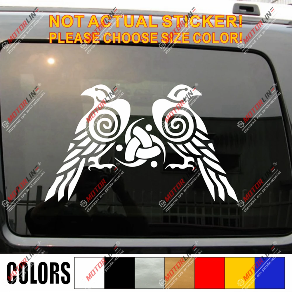 

Виниловая наклейка для автомобиля Huginn и Muninn Twin Ravens Knot