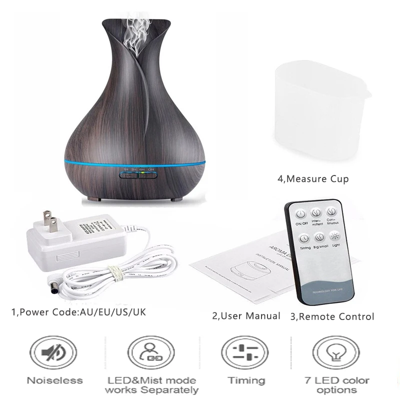 400 мл ультразвуковой увлажнитель воздуха Арома эфирные масла диффузор с