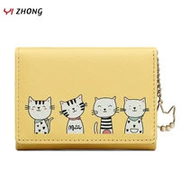 yizhong short cat cartoon multiple card slots wallets for women luxury designer card holder female clutch purses kids wallet