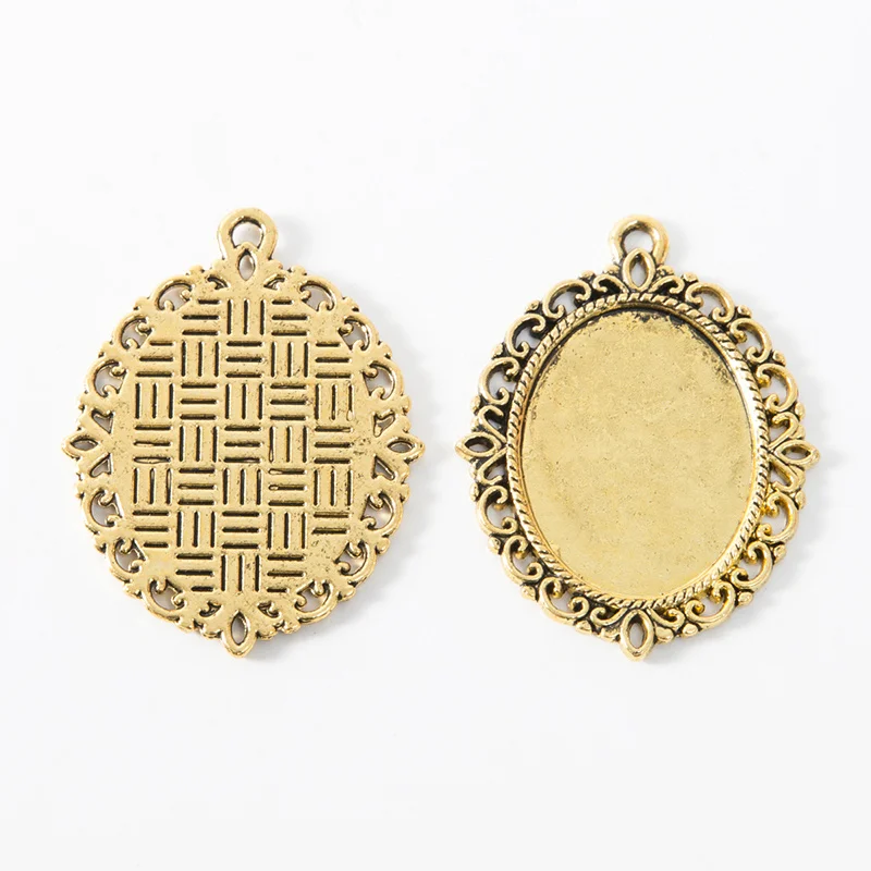 10 шт. антикварная серебряная овальная чистый филигранный основа Подвески поднос
