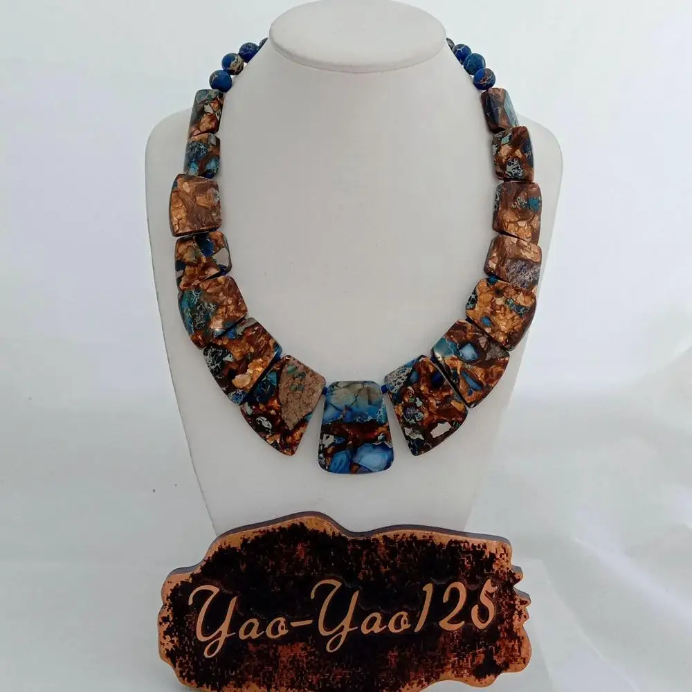 YYGEM 19 ''смешанные Цвет морской осадочный Imperial Jasper Градуированный Цепочки и