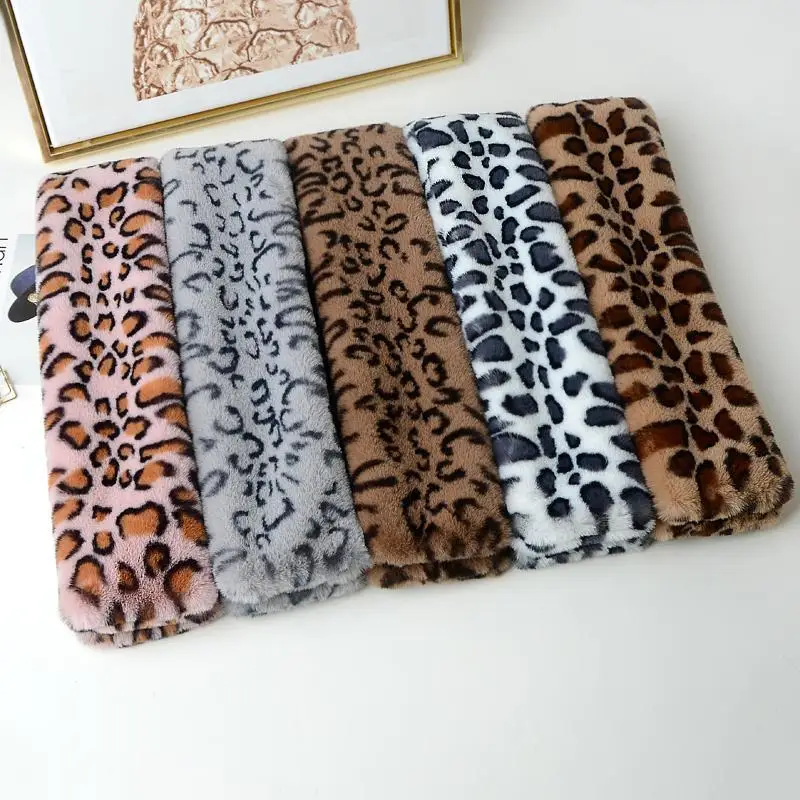 Корейский плюшевый шарф с леопардовым принтом зимний из искусственного