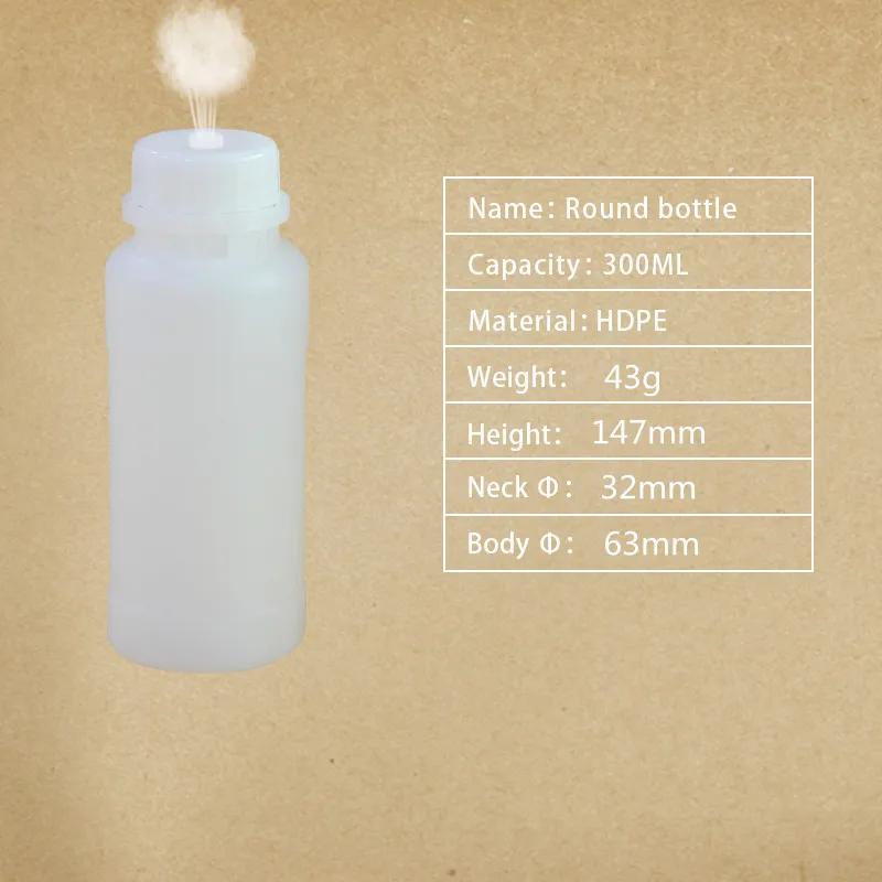 300ML translucent HDPE пластиковые бутылки с трамбовкой, дышащие крышки, контейнер для жидкого удобрения, герметичные многоразовые бутылки - Цвет: 300ML translucent