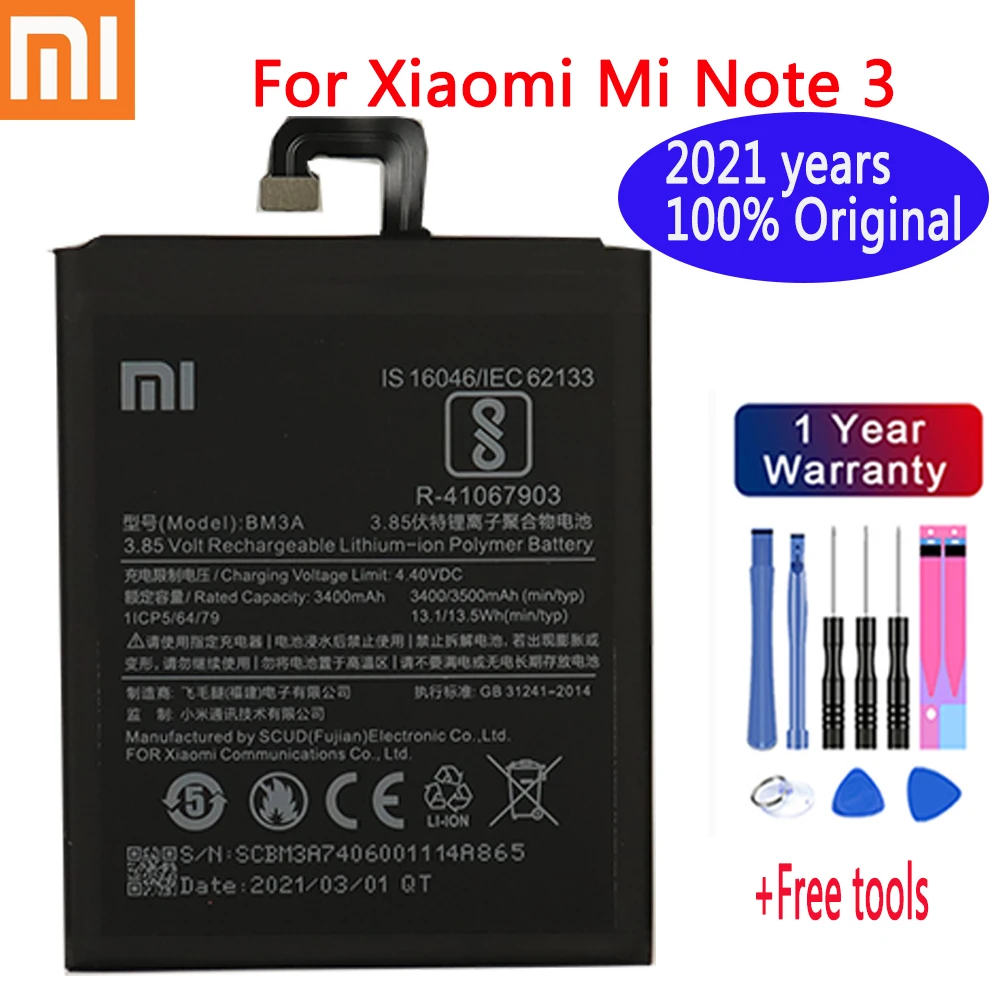 

Xiaomi Original Phone Battery BM3A For Xiaomi Mi Note 3 Replacement Battery 3300mAh High Capacity Phone Batteries Free Tools