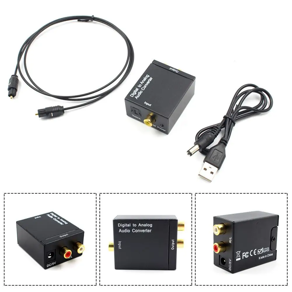 

New Audio Converter Optical Fiber Toslink Coaxial SPDIF DAC ATV Decoder RCA R/L Amplifier Audio to Signal G7L2