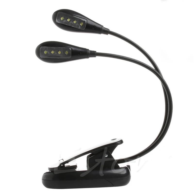 

Clip-on Adjustable Dual Arm 8 LED Piano Music Stand Book Light Reading Lamp