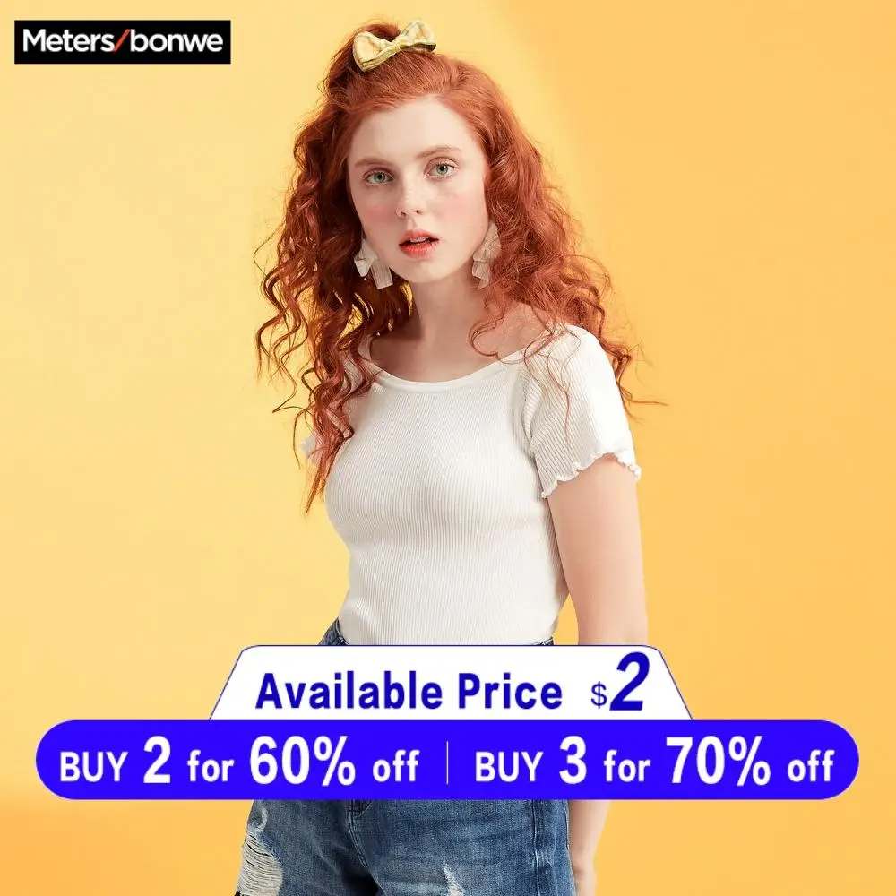 Metersbonwe женская футболка с вырезом лодочкой коротким рукавом 2019 летняя новая
