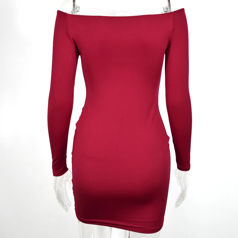 Невозьму 2 слоя осеннее платье Для женщин с открытыми плечами Drawstring Ruched Bodycon платье женские вечерние Клубные пикантные зимнее платье