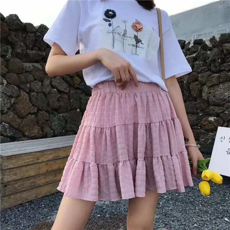 Уличная юбка большого размера с высокой талией милая элегантная мини