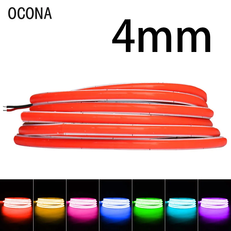 OCONA DC 12V 24V Süper Ince 4mm Çok Renkli COB LED Şerit Işıklar Kabine Araba DIY 480LED Mavi/Pembe/Kırmızı/Mor LED Bant Şerit