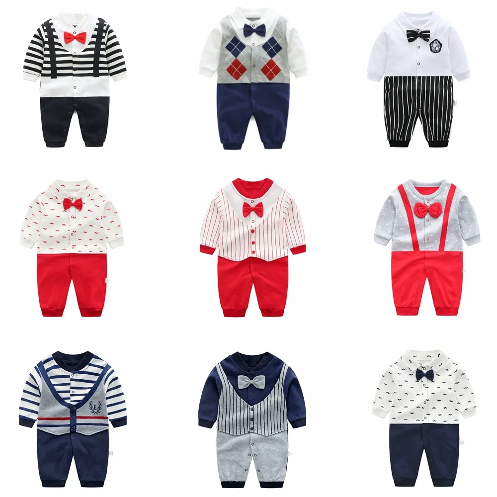 Детская осенняя одежда хлопковая для новорожденных комбинезоны с длинным