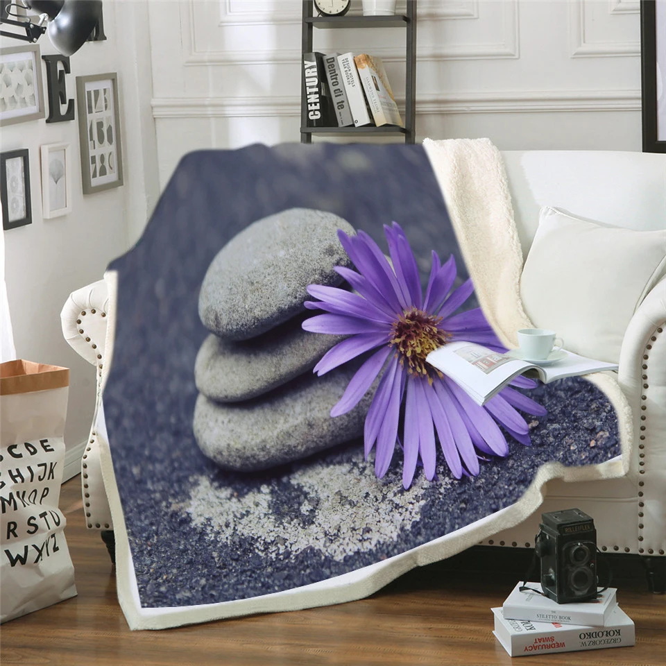 

Custom DIY Print Sherpa Blanket Colorful Agate Stones Blankets For Beds 3D Print Custom Blanket Rock Blue Plush Bedspread