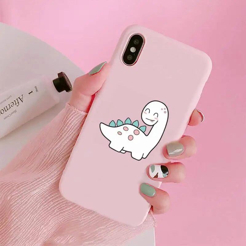 

dinosaur Creative cute cartoon Phone Case Candy Color for iPhone 6 7 8 11 12 s mini pro X XS XR MAX Plus custom protective shell