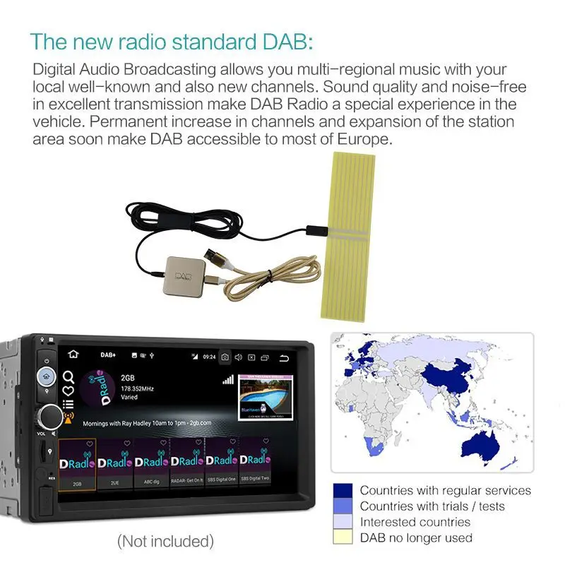 Модуль DAB для автомобиля цифровой аудио РАДИОВЕЩАТЕЛЬНЫЙ тюнер усиленный