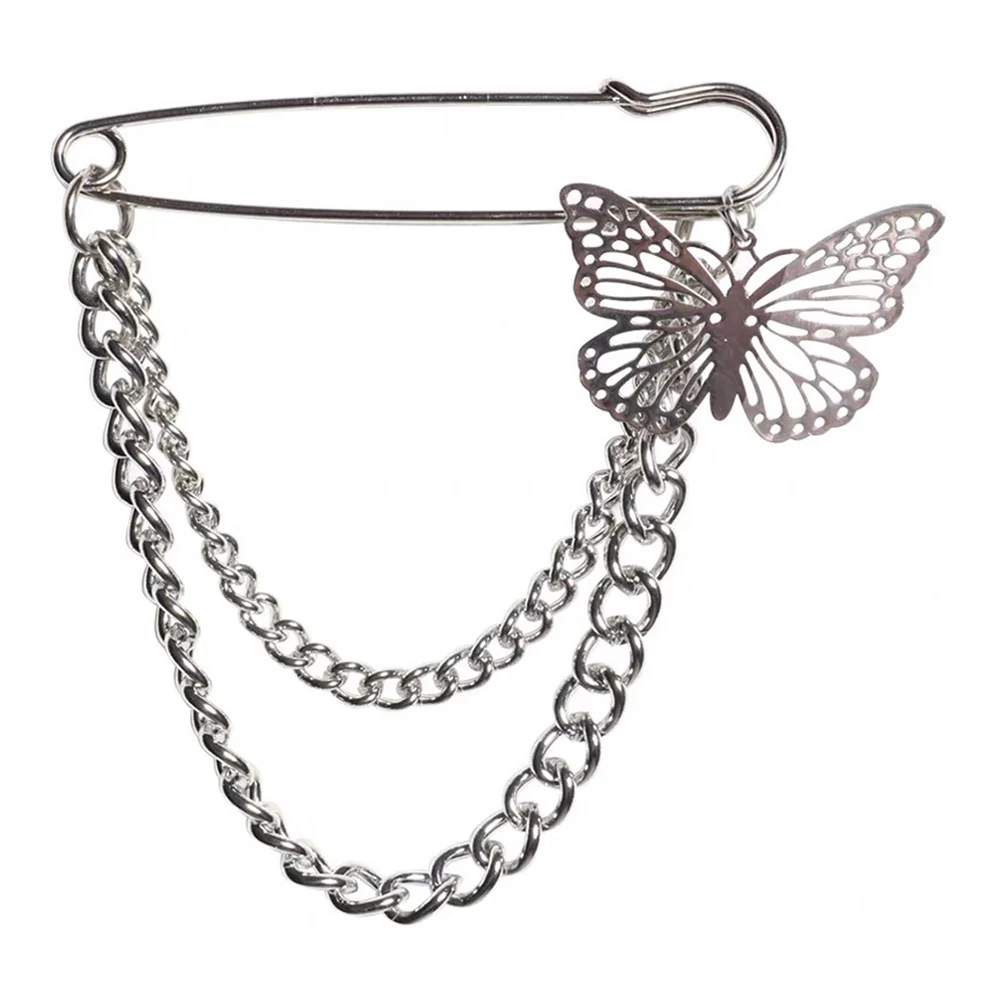 

Suit Brooch Unisex Cool On Clothes Shoe Pants Chain Fashion Butterfly Pendant Chain Accessories Decoration