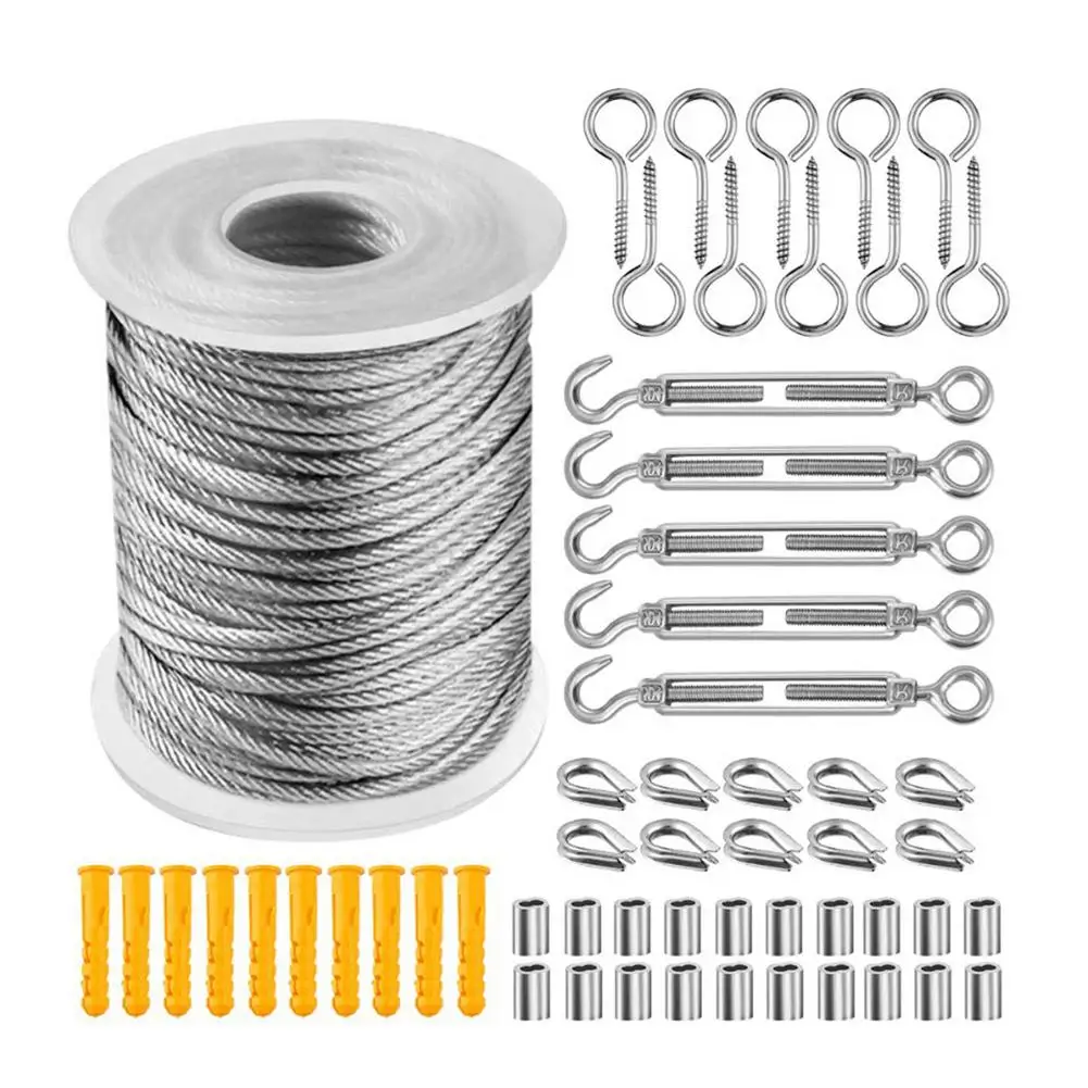 

304 Stainless Steel Cable 7x7 Strands Wire Rope PVC-coated Cable Wire For Light Strings Clothes Drying Deck Rail Balusters