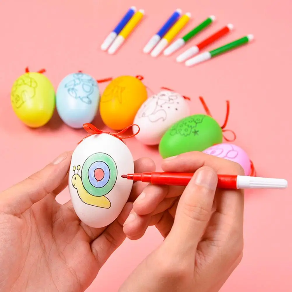

1 egg + 4 color pen Children's Creative Manual Easter Eggs Children's Hands-on Making Cartoon Painted Hand-painted Eggshell Toys
