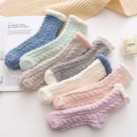 coral fleece socks casual floor socks slipper socks fuzzy hosiery plush sleep socks women home footwear