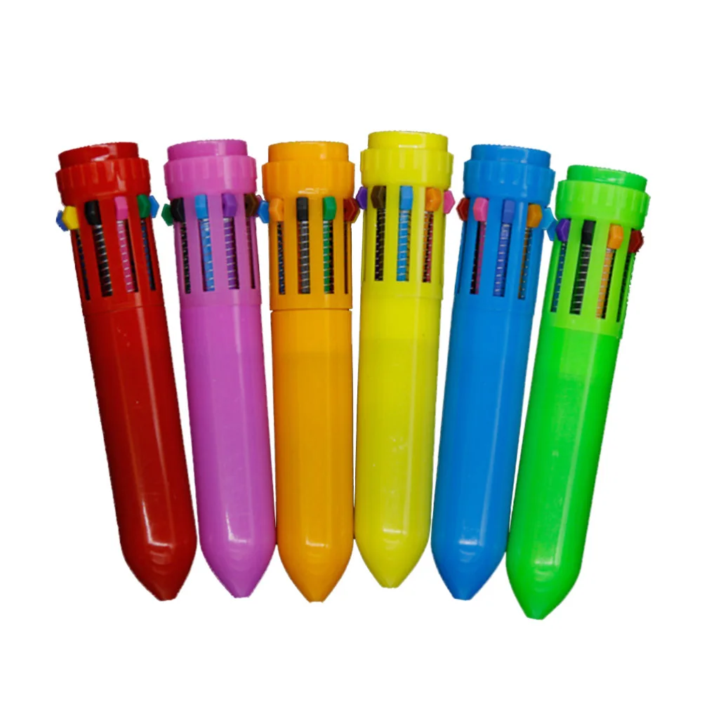 

24Pcs 10 in 1 Retractable Roller Pens Ballpoint Pen School Office Stationery Supply (Assorted Colors)