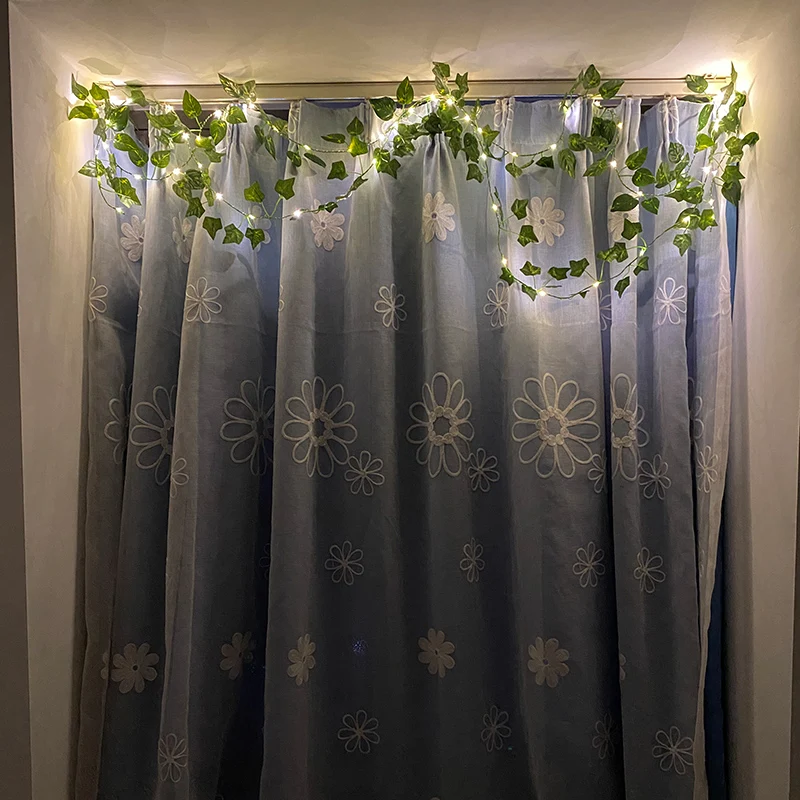

6Ft Artificial Garland Ivy String Lights Battery Power Vine Green Leaf Fairy Lights For Christmas Wedding Room Wall Window Decor