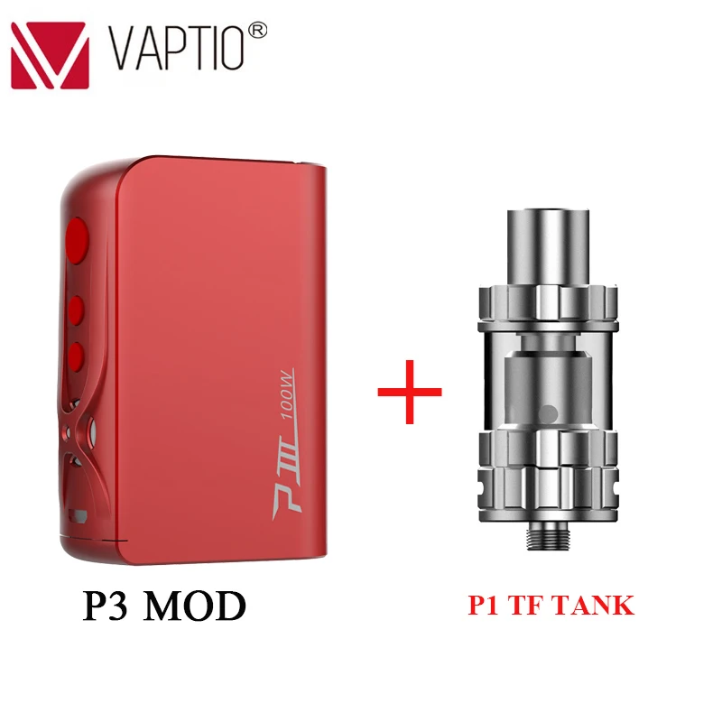 Red with tank Vape мод Vaptio P3 мод встроенный 3000 мАч супер большой емкости батареи с 30~ 100 Вт выходной мощности электронная сигарета испаритель комплект - Цвет: Red with tank