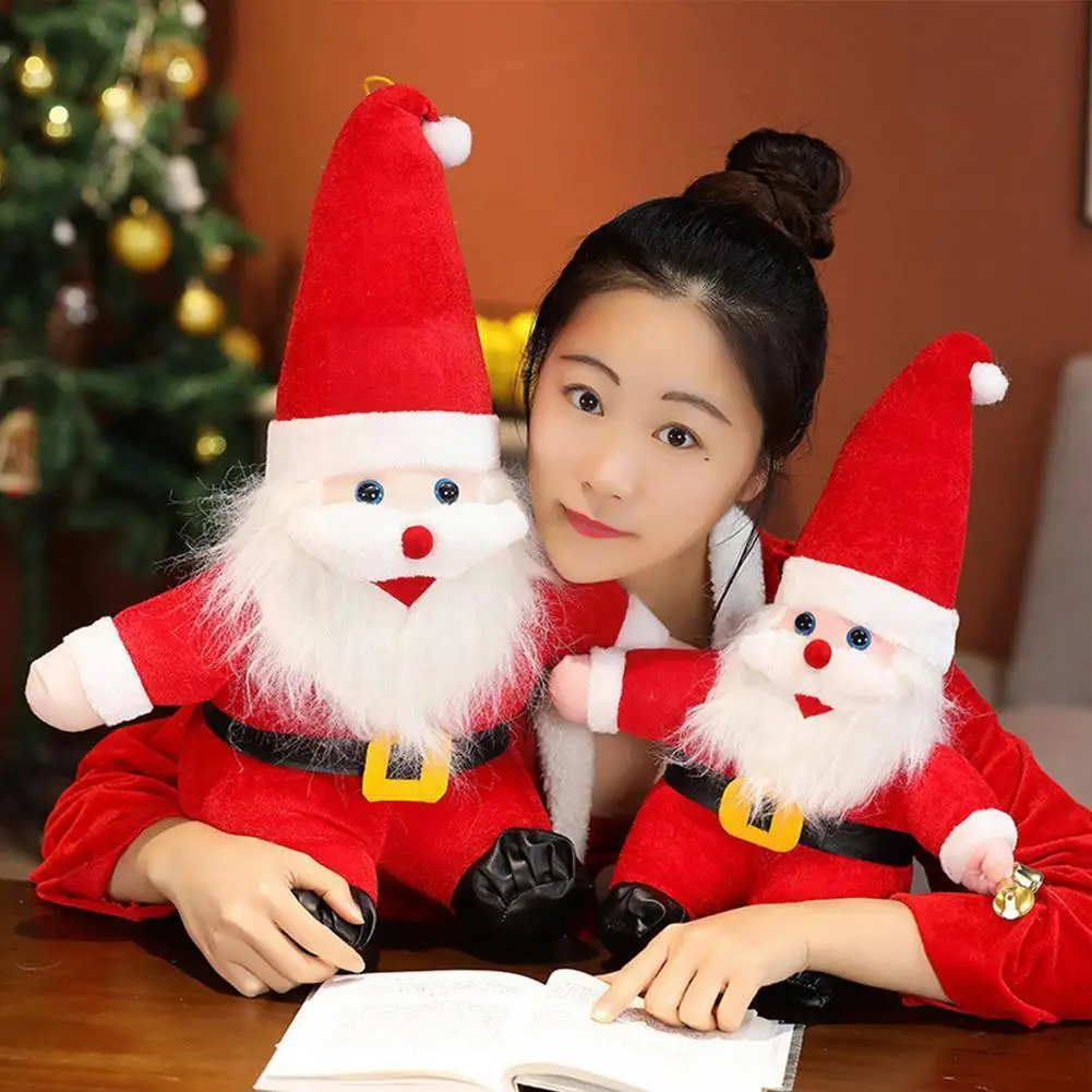

Милый мультяшный Санта-Клаус, плюшевые игрушки, красный цвет, Женская рождественская трикотажная игрушка, Обучающие тканевые игрушки для р...