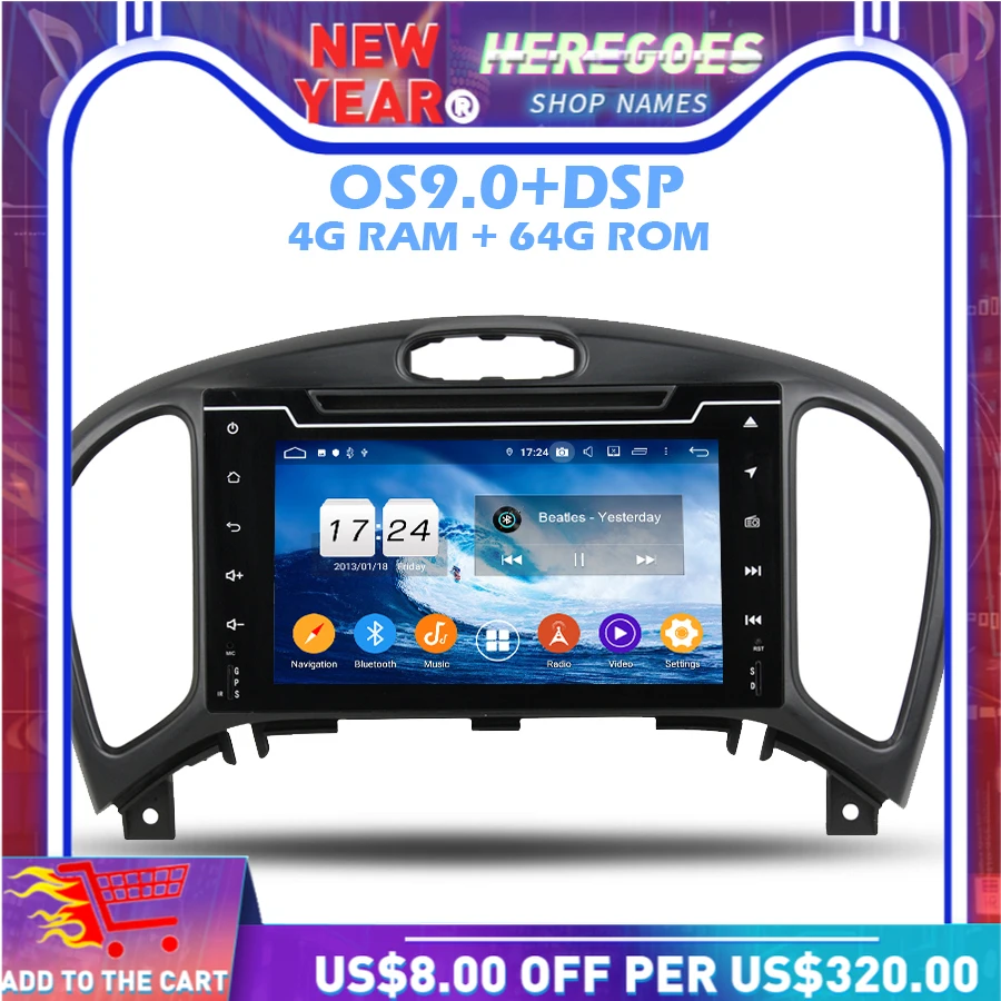 IPS DSP Android 9 0 + 4 Гб ОЗУ 64 ПЗУ 8 ядер dvd плеер для автомобиля Wifi Bluetooth 2 RDS радио GPS карта