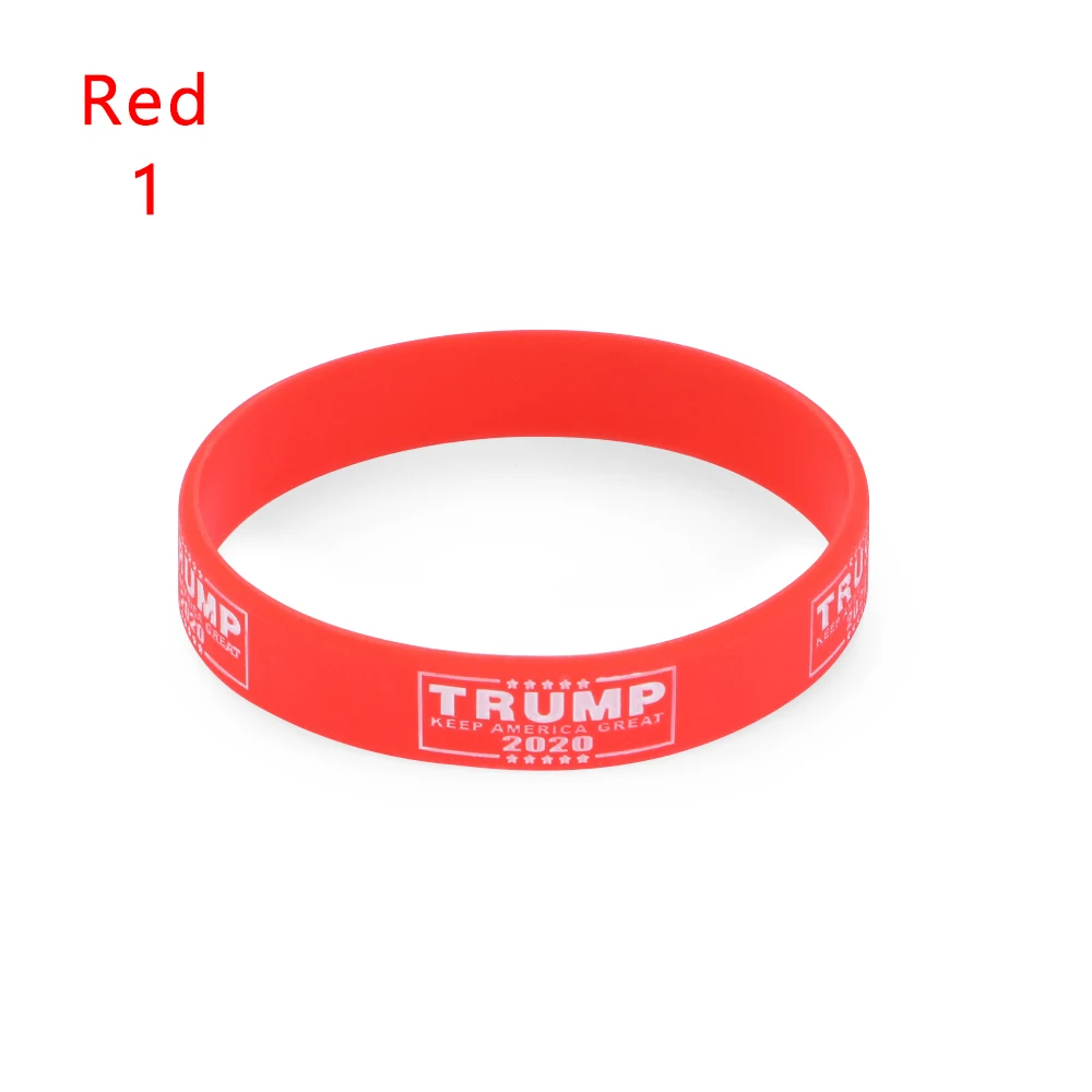 Red-1 1 шт. Trump President силиконовые браслеты модный синий красный разноцветный браслет повседневные унисекс растягивающиеся модные аксессуары - Окраска металла: Red-1