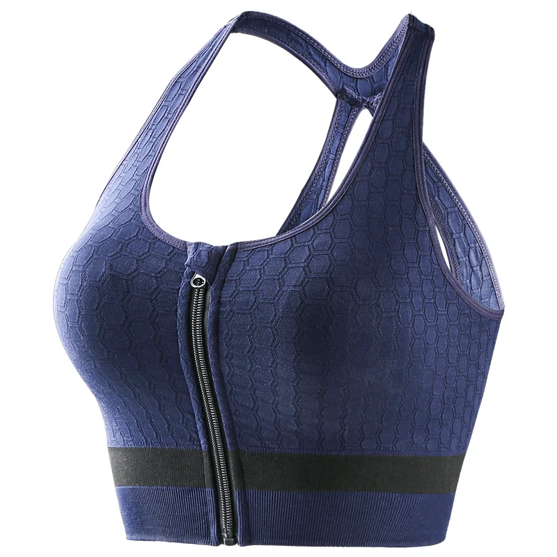 

women Sports Bra high impact zipper front fitness Gym Running Adjustable Tops plus size push up Seamless Vest Fitness Tops