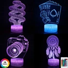 Новинка, светодиодный ночсветильник 3D с дистанционным управлением, цифровая камера, настольная лампа RGB цветов, USBбатарея, украшение для гостиной и спальни