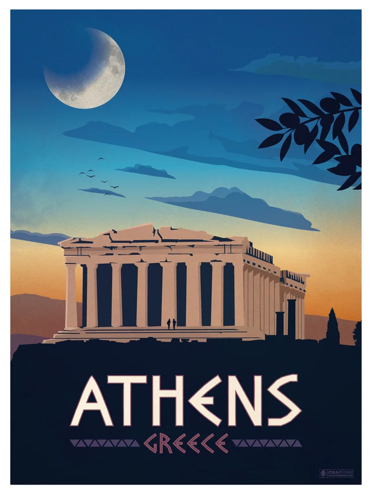 400*300 мм гигантский магнит на холодильник Vintage_Athens_Print_Final (2) SFM 003|Магниты