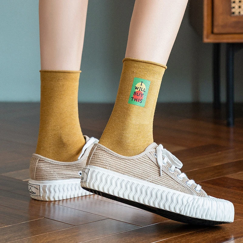 CARTELO New Solid Color Cartoon Pattern Women Socks Fashion Cute Sport Breathable Cotton Stockings Носки женские Meias Femininas