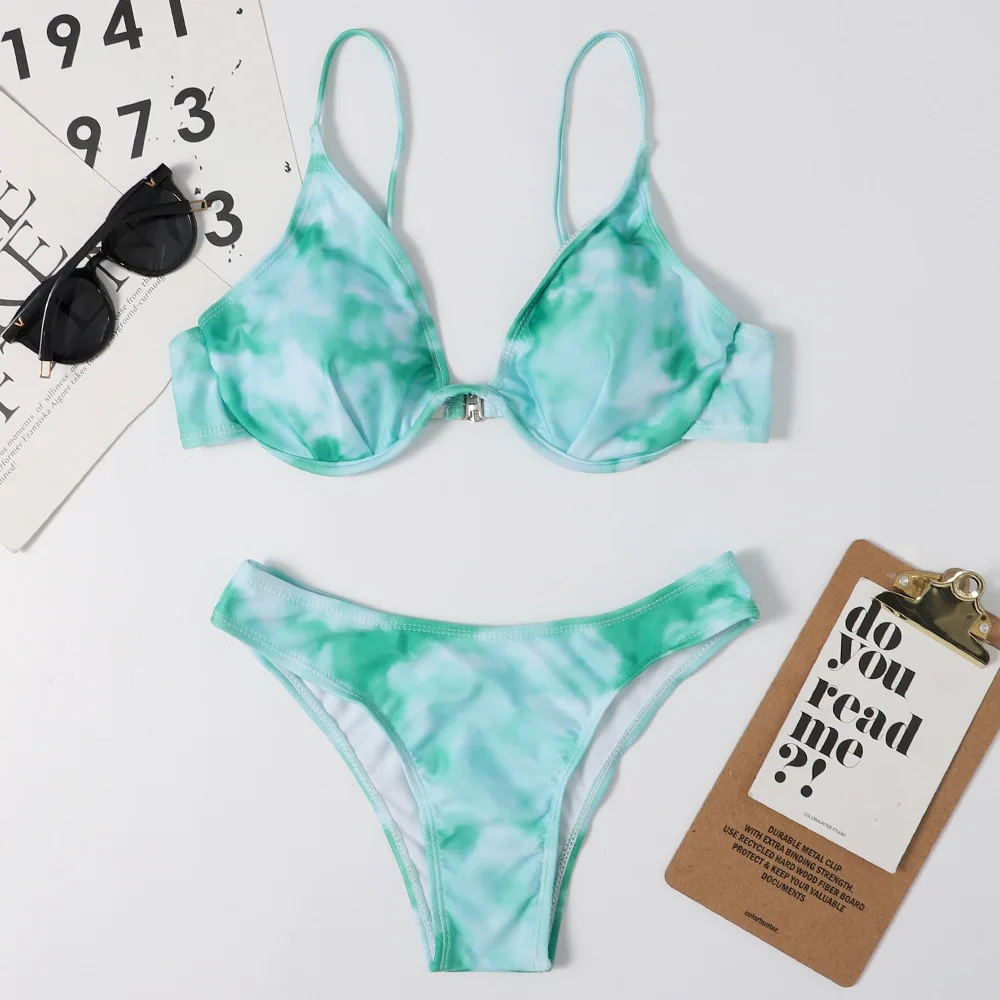 

Сексуальное бикини 2021 Mujer принтом тай-дай купальники Для женщин High Cut купальник из двух частей женский купальный костюм с пуш-ап бикини