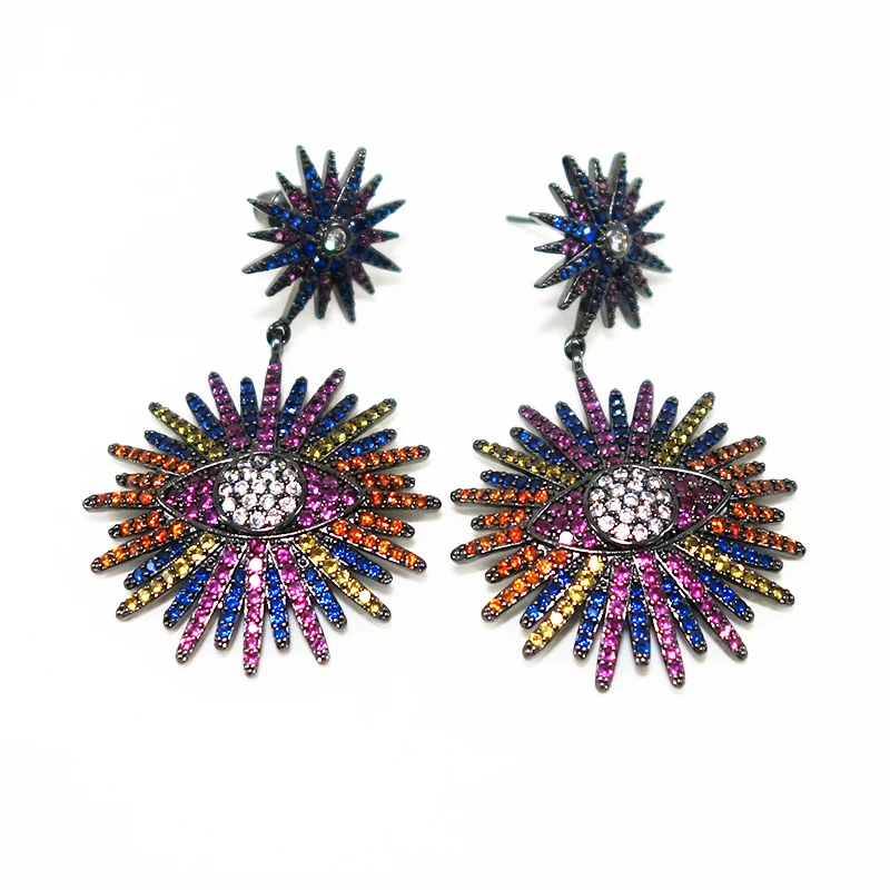 

Trendy Luxury Famous Fireworks CZ Zircon Women Dangle Earrings for Wedding Tassel Cuff Earrings pendientes mujer moda 2021