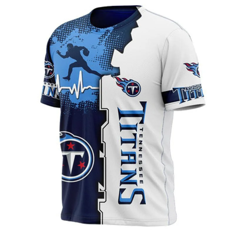 

Summer New Short-sleeved Printed T-shirt 2021NFL Fans Sports Easy-to-dry Mesh Casual T-shirt Titan Offensive Men's Shirt