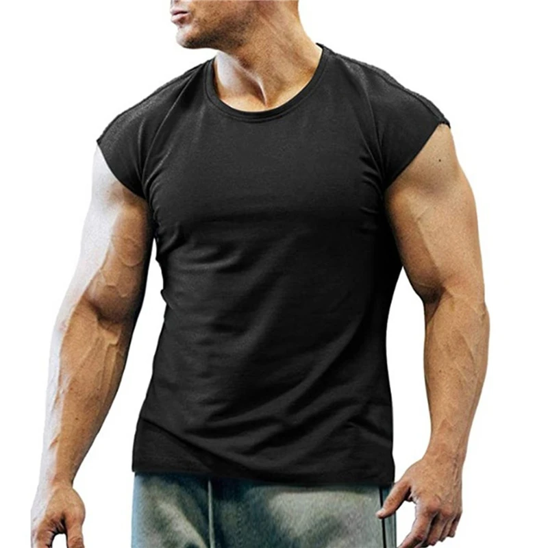 

2021 New Muscle Men T Shirt Fitness T-shirts Mens O Neck Man Black T-shirt For Male T Shirt S-2XL 4 Colors